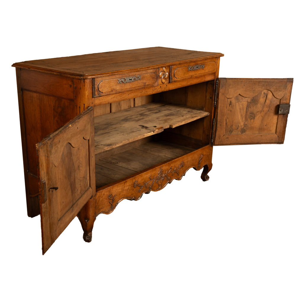 Antique 18th C French Provincial Louis XV Carved Walnut Sideboard Buffet 1780