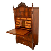 Antique Austrian Mahogany Maple Inlaid Biedermeier Secretary Chest Cabinet 1850