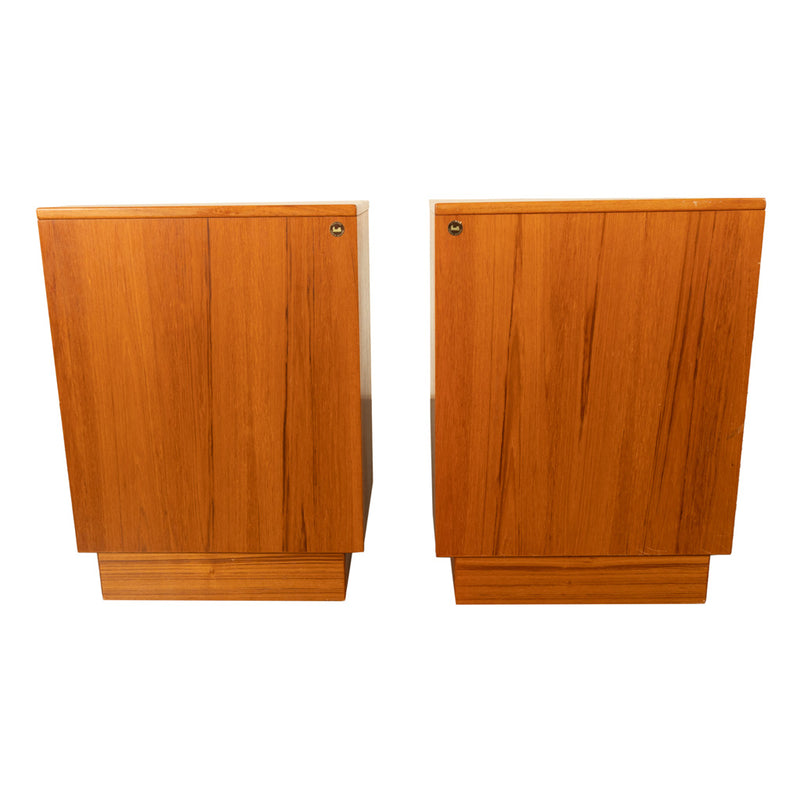 Pair Mid Century Modern Danish Teak Nightstands Chest Drawers by Scan Coll 1970