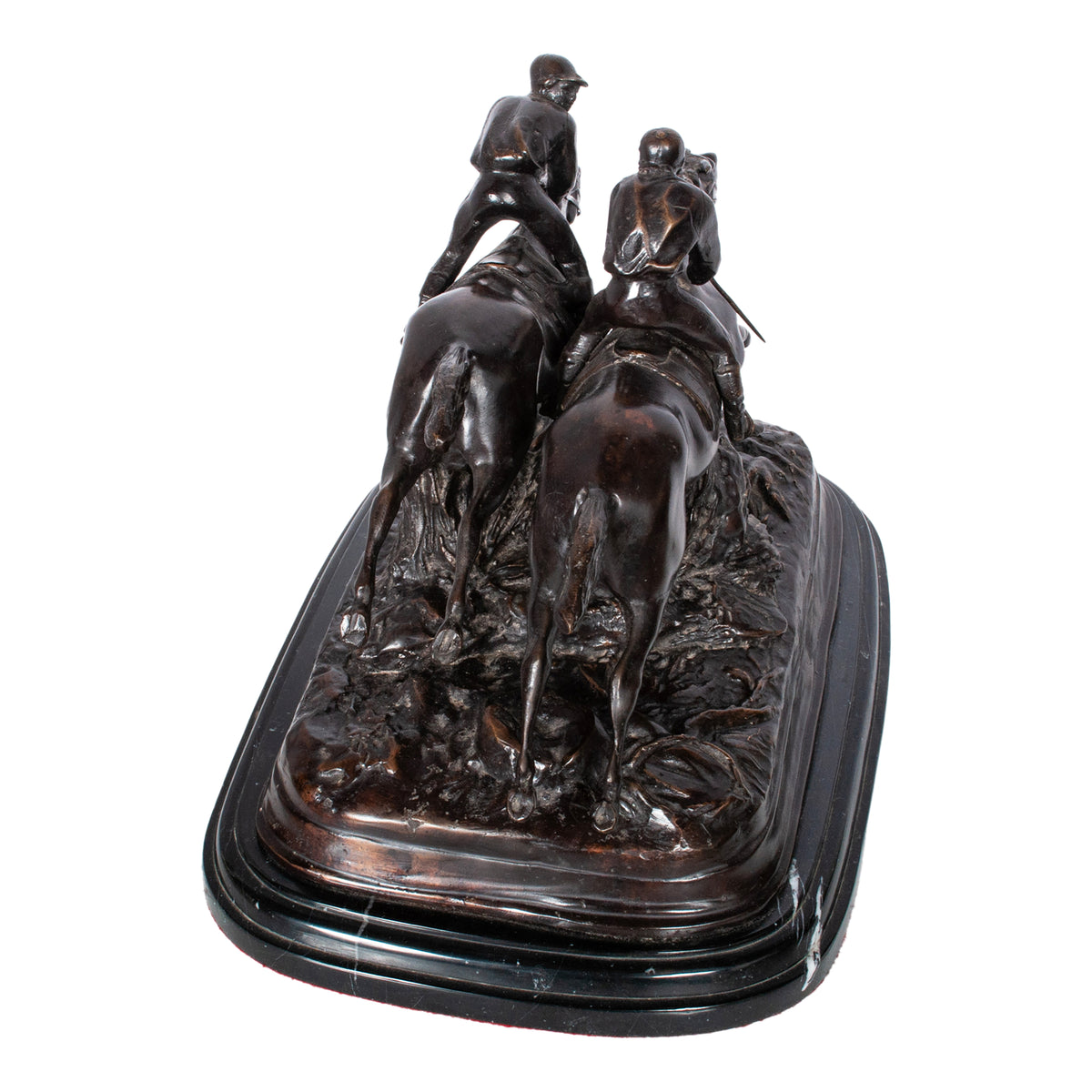 Antique French 19th Bronze Equestrian Group Horses Jockeys Statue Sculpture by by Paul Louis Emile Loiseau-Rousseau, Paris 1895