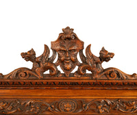 Antique Renaissance Revival Carved Walnut Green Man Savonarola Chair Circa 1890
