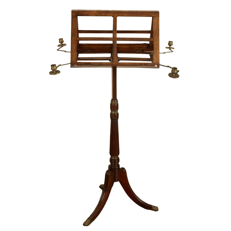 Antique Georgian Brass-Mounted Candle Sconces Mahogany Duet Music Stand 1790