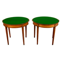 Antique Pair of Georgian Demi-lune Inlaid Mahogany & Stainwood Card Tables 1780 Ex-Christies