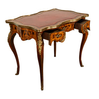 Antique French Louis XV Ormolu Rosewood Marquetry Partner's Writing Table Desk 1860