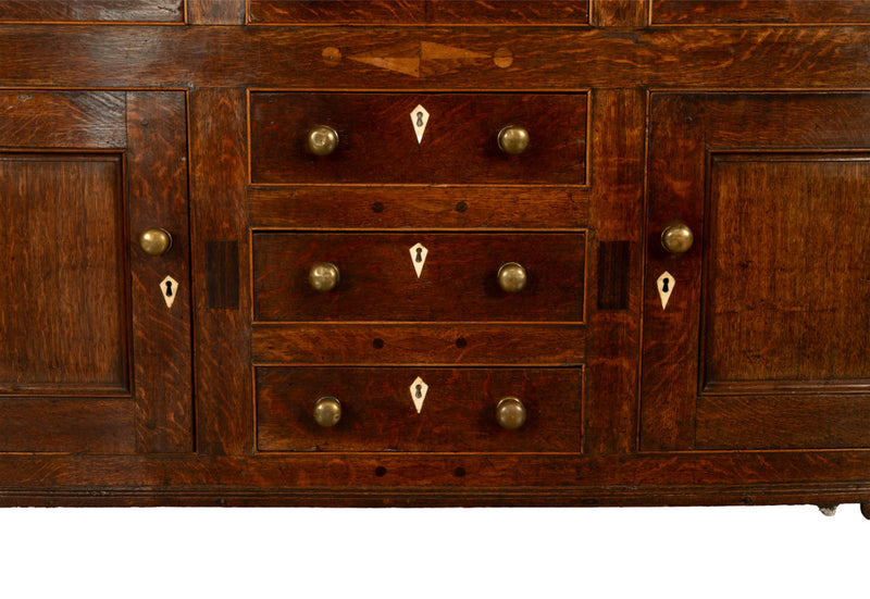 Antique 18th Century Georgian Oak Inlaid Welsh Dresser Plate Rack Sideboard 1780