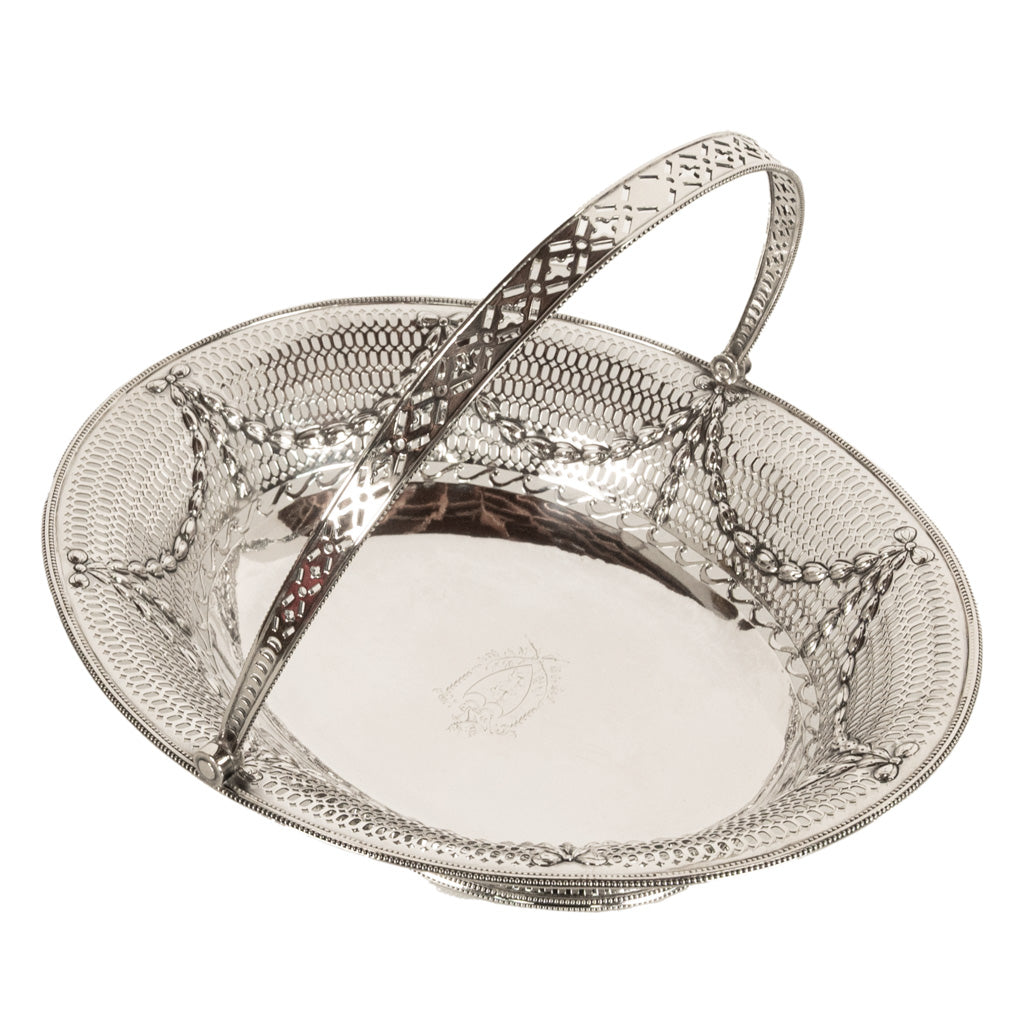 Antique Georgian Sterling Silver Pierced Basket by Richard Morton Sheffield 1778
