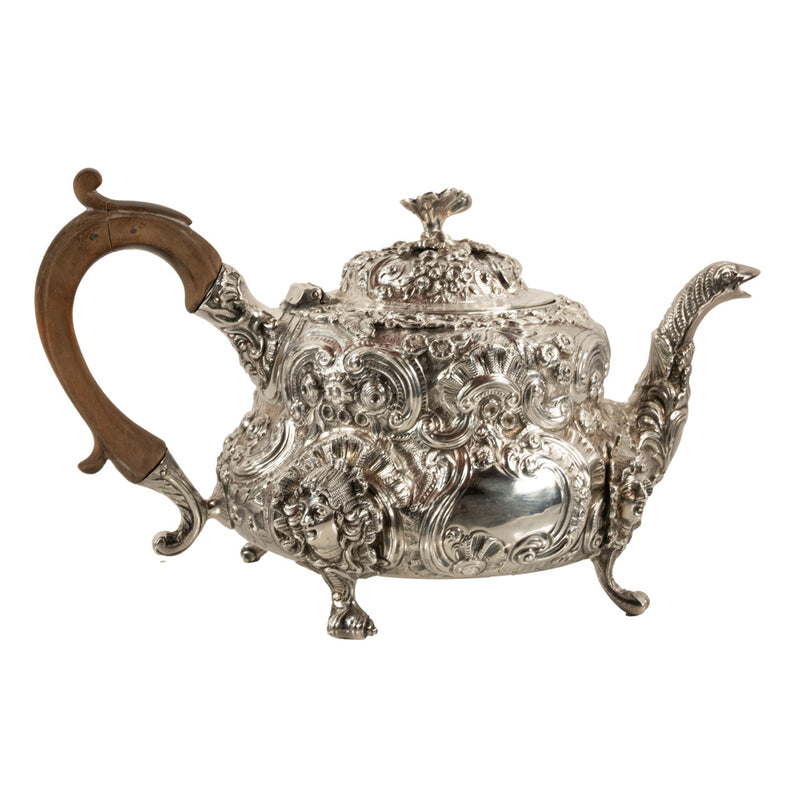 Antique George III Sterling Silver Rococo Teapot London John Wakefield 1819