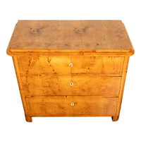 Antique Golden Birch Biedermeier 3 Drawer Commode Chest of Drawers Austrian 1840