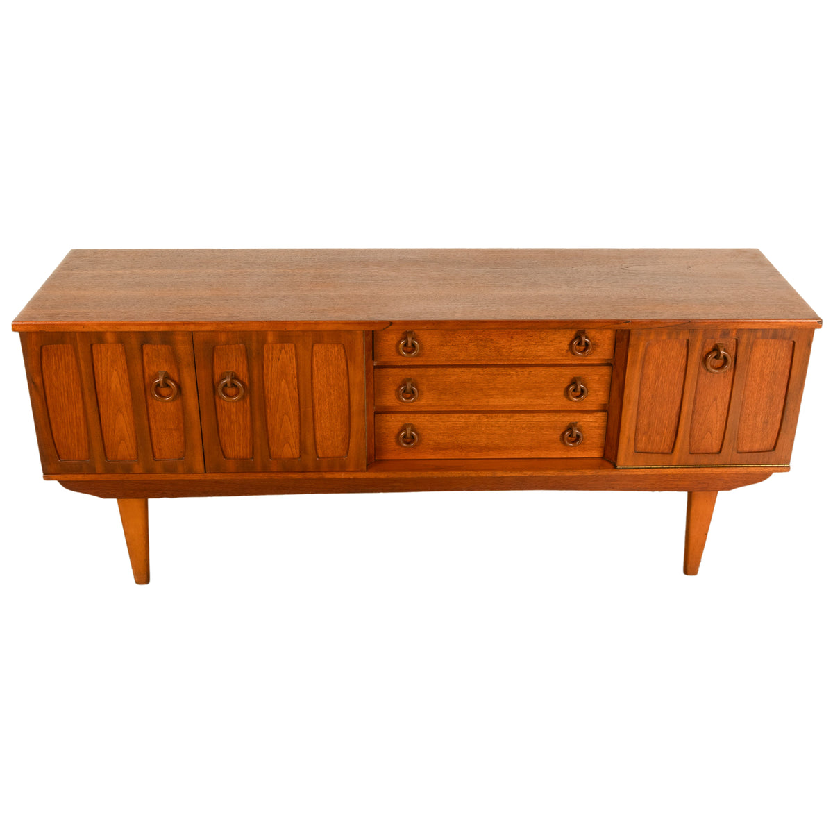 Mid Century Modern Danish Style Teak Credenza Sideboard Buffet Bar Cabinet 1960s