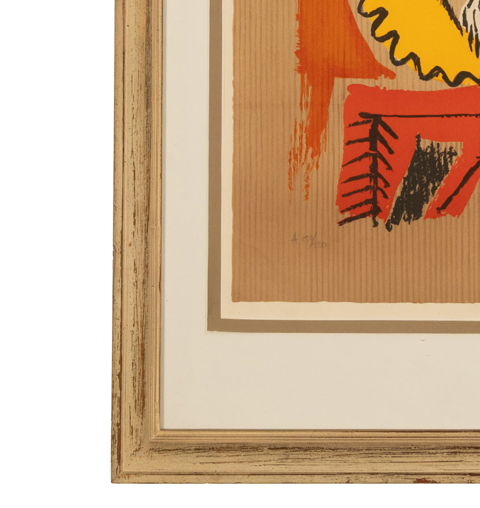 Original Colored Cubist Imaginary Portrait Signed Numbered by Pablo Picasso, 1969 with Marcel Salinas Letter