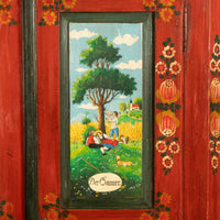 Antique 19th Century German Painted Cabinet Wedding Armoire "Four Seasons" 1850