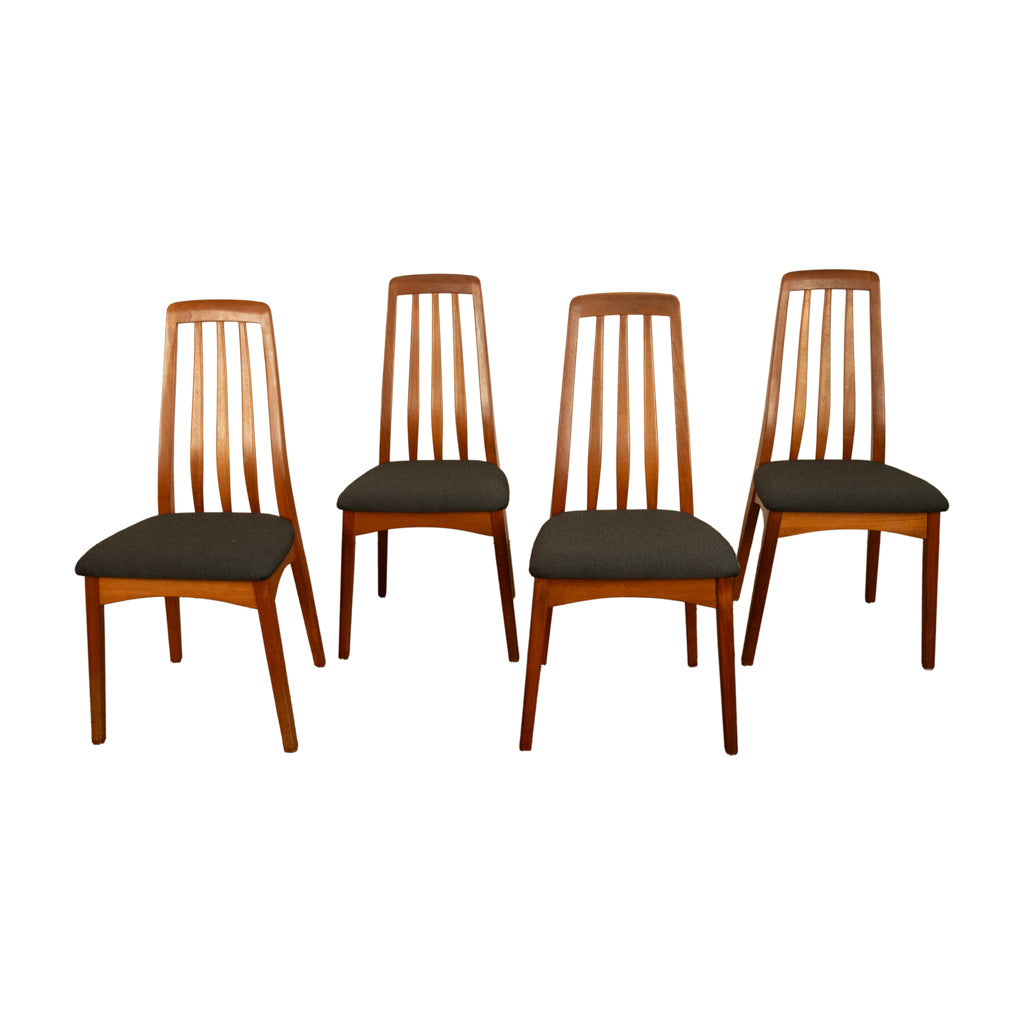 Set 4 Danish Mid Century Modern "Eva" Teak Dining Chairs by Niels Koefoed 1964