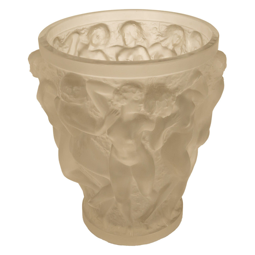 Rene Lalique Large Art Deco Opalescent Glass Crystal Vase Bacchantes Signed 1927