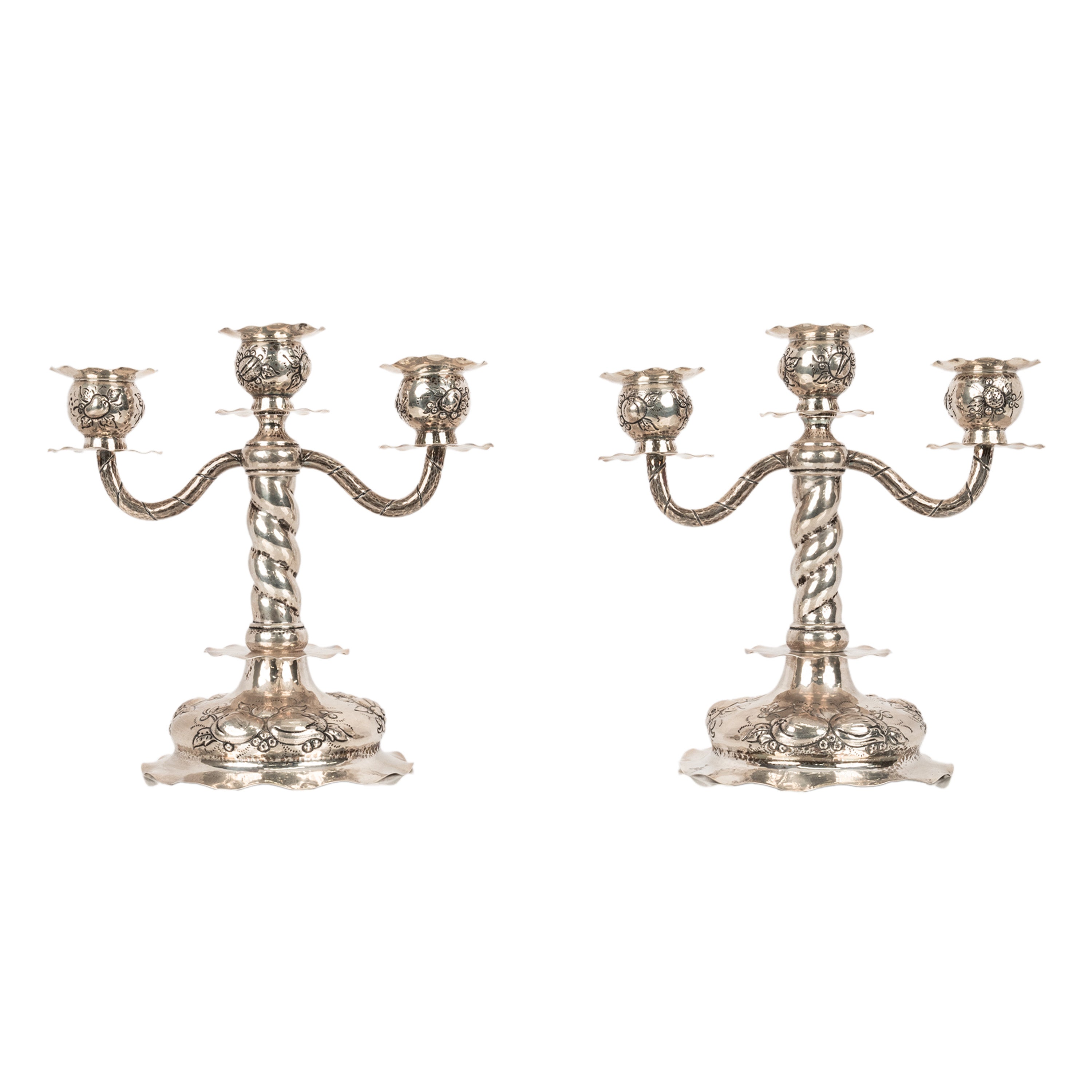 Pair Art Deco Swedish Silver 3 Branch Candelabras Candlesticks C.G.Hal ...