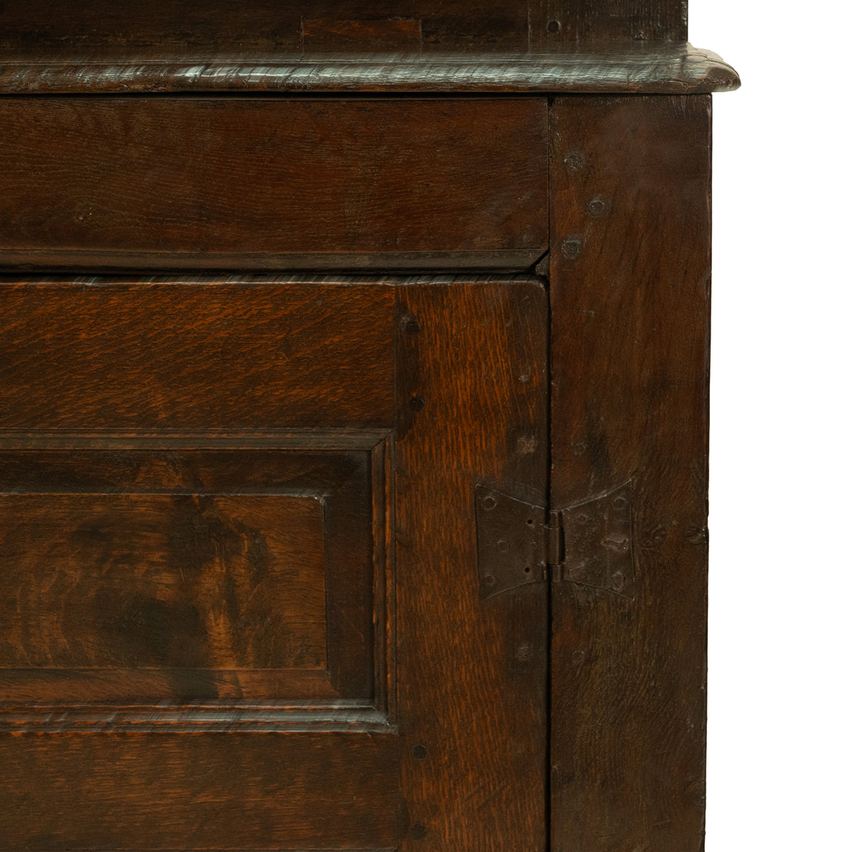 Antique Early 18th Century Welsh English Deuddarn Carved Oak Court Cupboard 1737