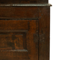 Antique Early 18th Century Welsh English Deuddarn Carved Oak Court Cupboard 1737