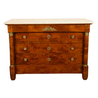 Antique 19th Century French Empire Burl Walnut Marble Ormolu Chest Drawers Commode 1810