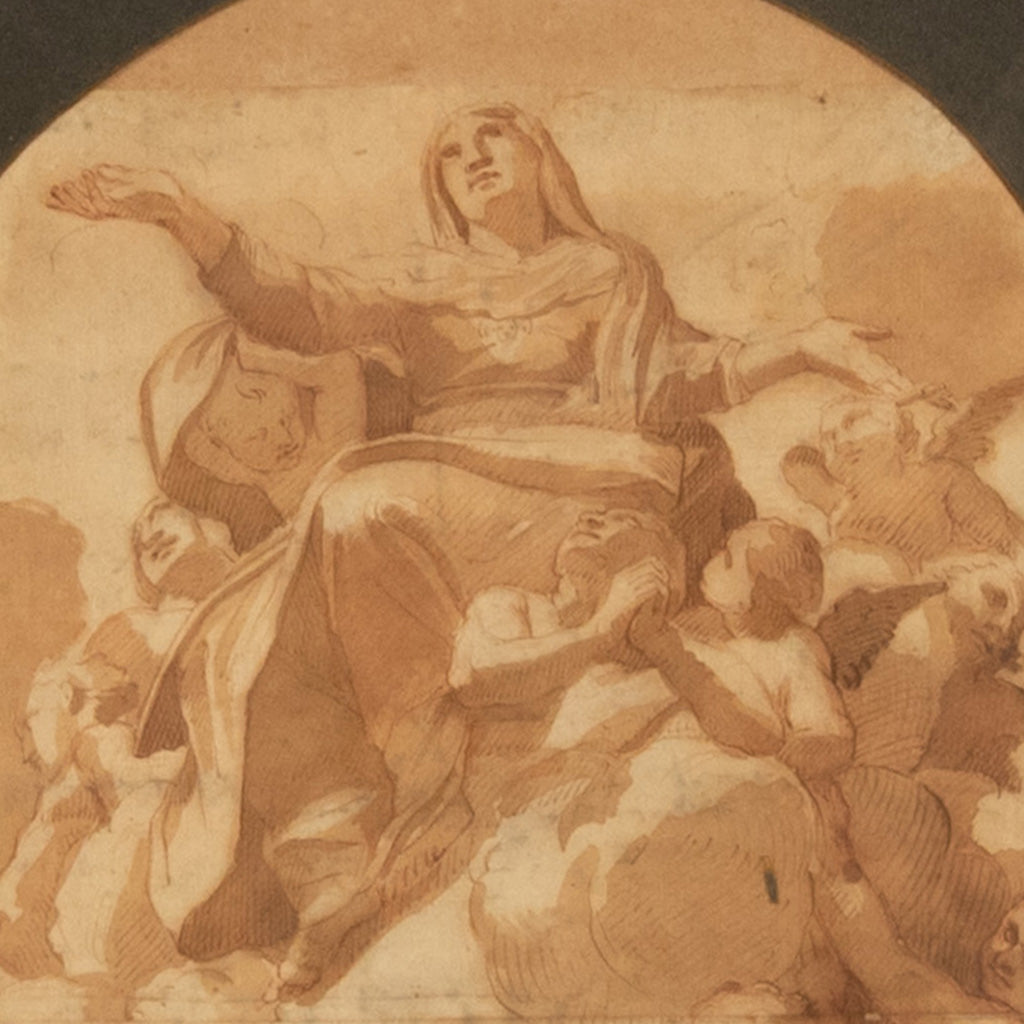 Important 16th Century Italian Renaissance Baroque Old Master Drawing Watercolor by Annibale Carracci, Circa 1590