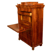 Antique Austrian Flame Mahogany Inlaid Rosewood Biedermeier Secretary Chest 1820