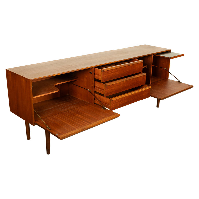 Mid Century Modern Danish Style Teak Long Credenza McIntosh Starburst Doors 1960