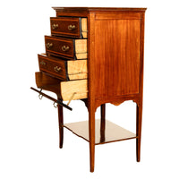 Antique Edwardian Sheraton Inlaid Mahogany Sheet Music File Cabinet Chest 1900