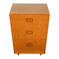 Mid Century Modern Danish Tall Boy Teak Chest of Drawers Six Drawer Dresser 1960
