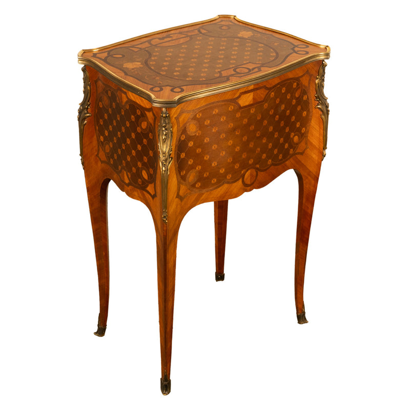 Antique French Marquetry Ormolu Side Table 3 Drawer Cabinet Commode Paul Sormani