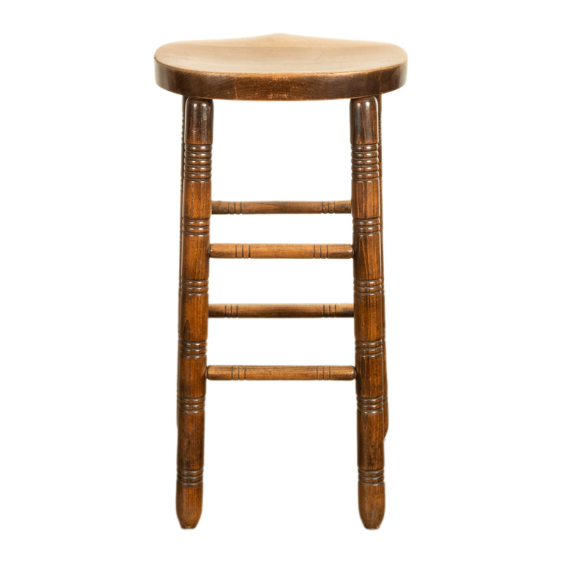 Antique Set of Five Antique Arts & Crafts Turned Elm Bar Sadle Seat Stools 1900
