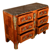Antique 18thC French Louis XV Ormolu Inlaid Kingwood Marble Commode Chest 1780