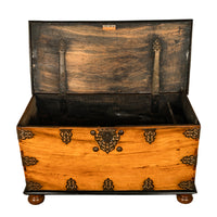 Antique 18th Century Dutch Colonial East India Co Teak & Brass VOC Chest 1740