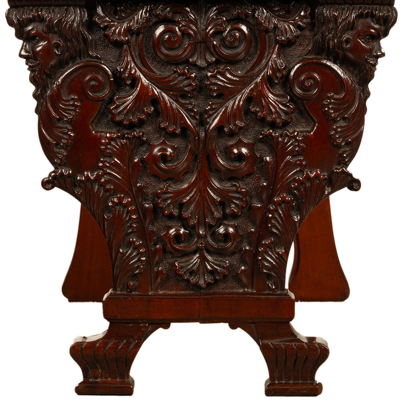 Antique Carved Italian Renaissance Revival Sgabello Chair Coat of Arms & Cherubs, 1870