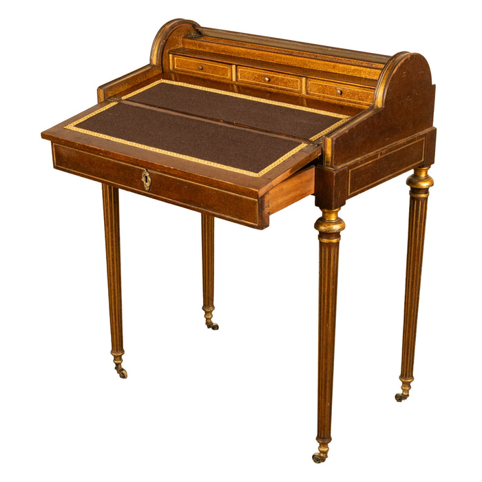 Antique 19th Century French Gilded & Painted Cylinder Desk by Paul Sormani 1875