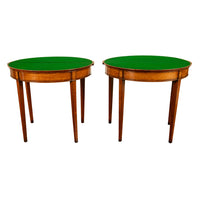 Antique Pair of Georgian Demi-lune Inlaid Mahogany & Stainwood Card Tables 1780 Ex-Christies