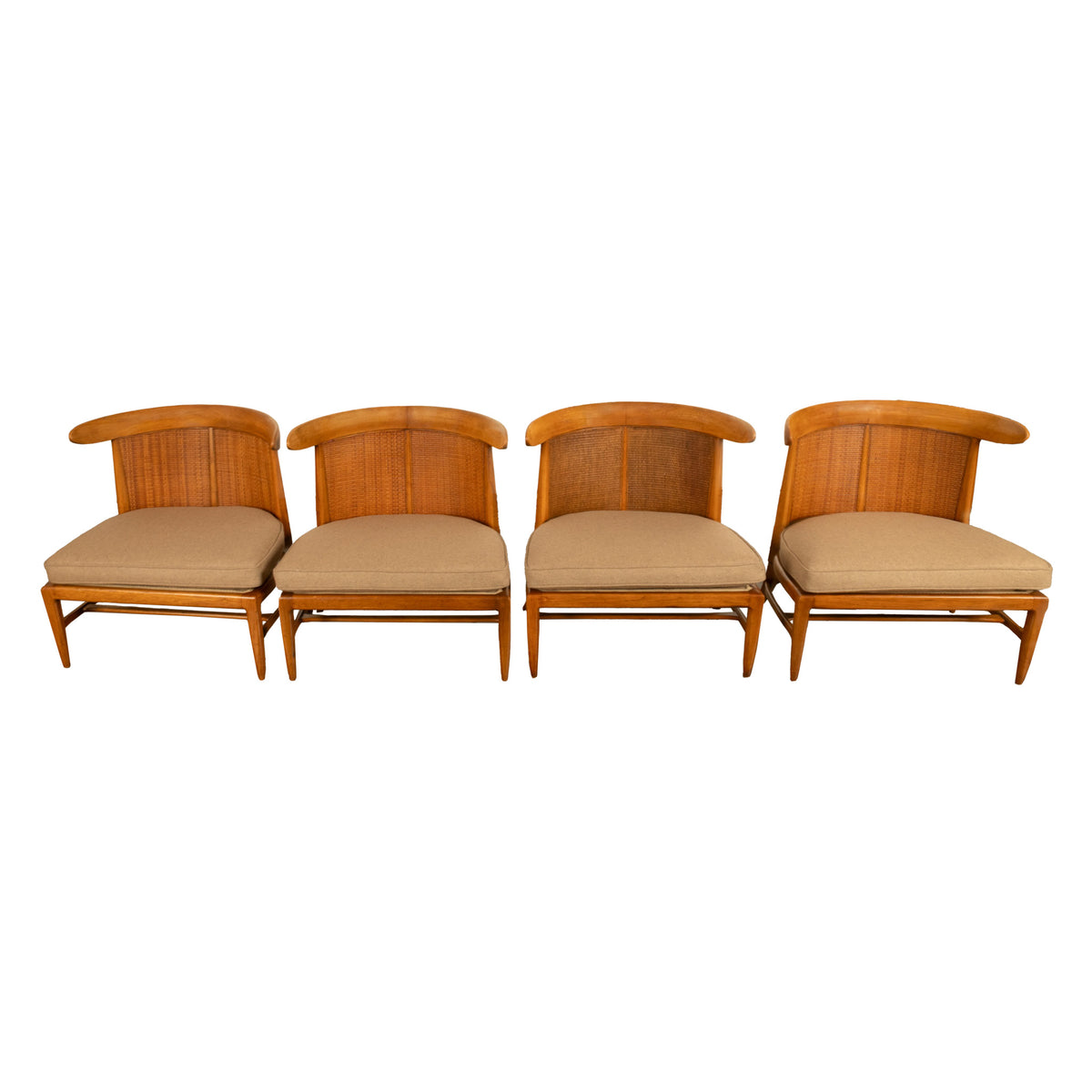 Mid Century Modern 54" Coffee Table Set 4 Slipper Chairs Signed Tomlinson 1959