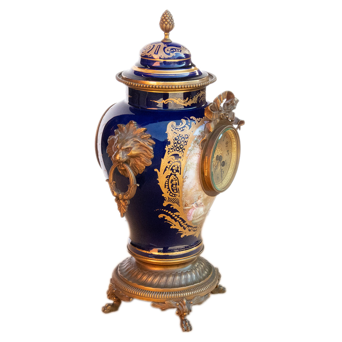 Antique French Sèvres Porcelain G. Poitevin Ormolu Japy Freres 8 Day Clock 1875