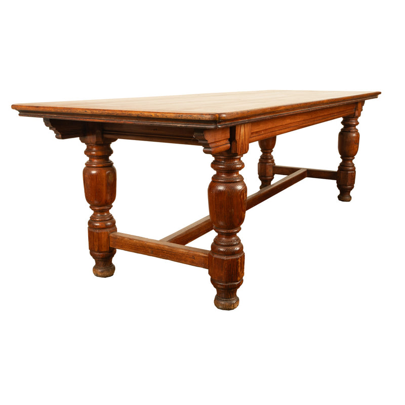 Antique 19th Century Country Farmhouse Refectory Dining Table 1860 Seats 10-12, Circa 1860
