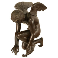 Monumental Antique French Bronze Sculpture Statue Cupid & Marble Ormolu Pedestal by Antoine-Denis Chaudet, 1870