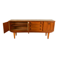 Mid Century Modern Danish Style Teak Credenza Sideboard Buffet Bar Cabinet 1960s