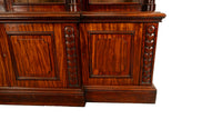 Monumental Antique Irish Carved Mahogany Breakfront Bookcase Bibliotheque 1850