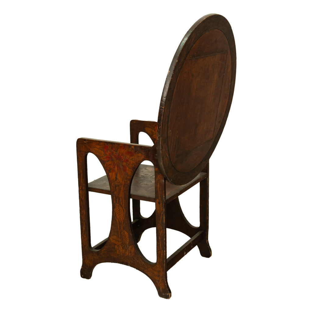 Antique Folk Art Poker Work Arts & Crafts Monks Bench Table Chair New York 1900