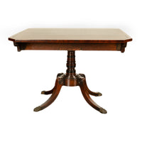 Antique Georgian Regency Inlaid Ebony Mahogany Pembroke Drop Leaf Pedestal Table 1810