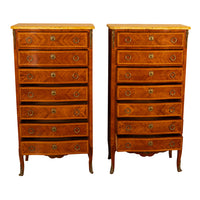 Pair Antique French Semainier Ormolu Marble Chests of Drawers by Kahn & Cie 1895