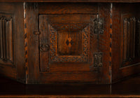 Antique 16th C Elizabethan Tudor Inlaid Oak Carved Court Cupboard Cabinet 1580