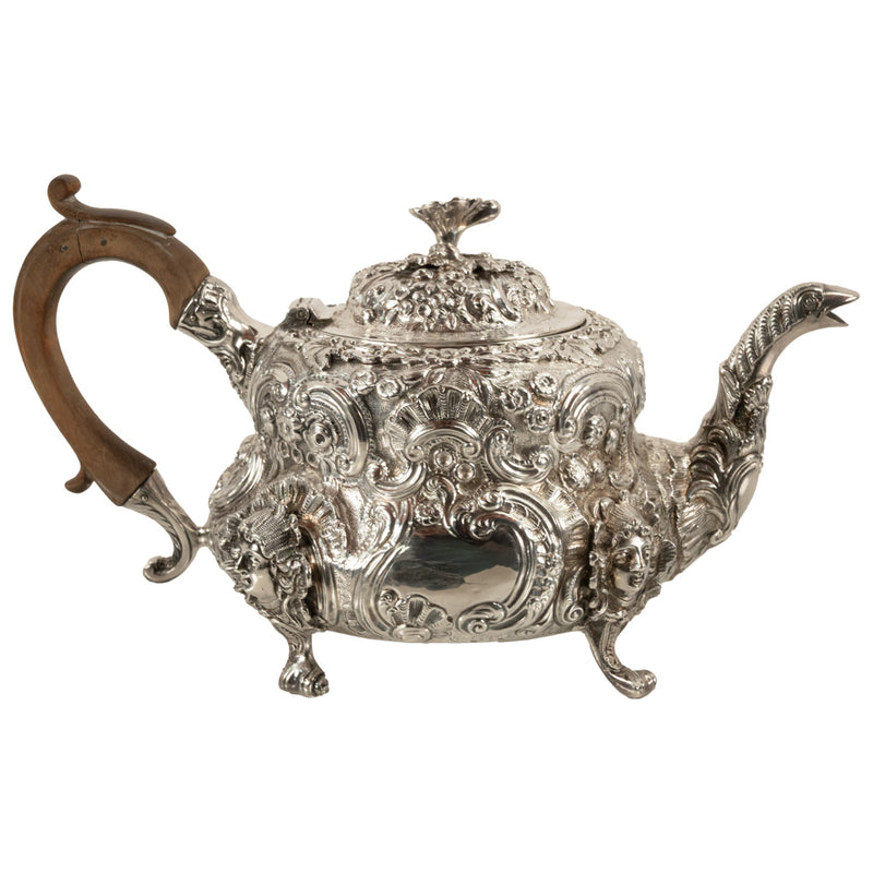 Antique George III Sterling Silver Rococo Teapot London John Wakefield 1819