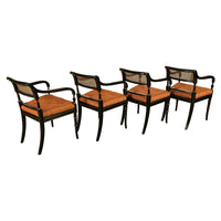Set Eight Federal Style Japanned & Gilded Dining Arm Chairs Kittinger Furniture