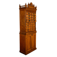 Antique American Carved Oak Victorian Roll Top Letter File Cabinet Amberg Co, 1883