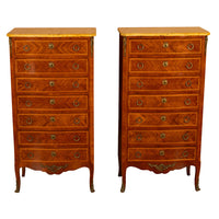 Pair Antique French Semainier Ormolu Marble Chests of Drawers by Kahn & Cie 1895
