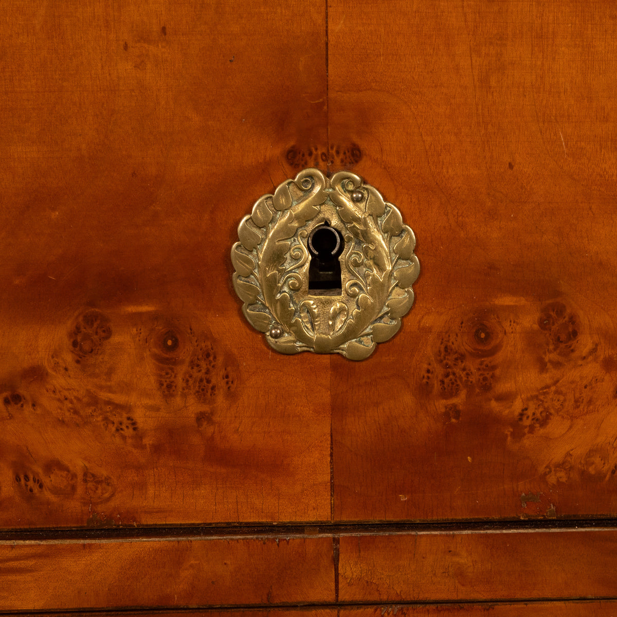 Antique 19th Century French Empire Burl Walnut Marble Ormolu Chest Drawers Commode 1810