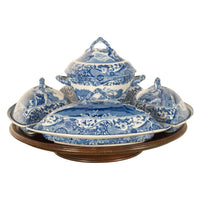 Antique Copeland Spode Blue & White Porcelain "Italian" Pattern Lazy Susan 1890