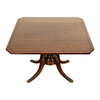Antique Georgian Regency Inlaid Ebony Mahogany Pembroke Drop Leaf Pedestal Table 1810